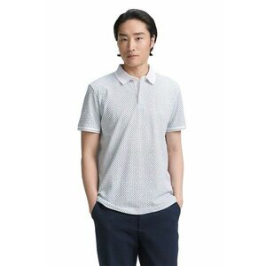 Tricou polo cu model - Alb/Albastru inchis/Rosu stins imagine