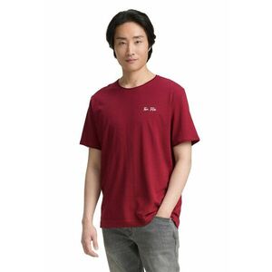 Tricou de bumbac cu imprimeu logo discret pe piept - Rosu inchis imagine