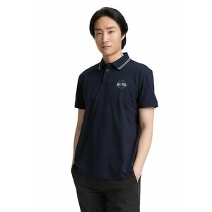 Tricou polo slim fit - Alb/Bleumarin imagine
