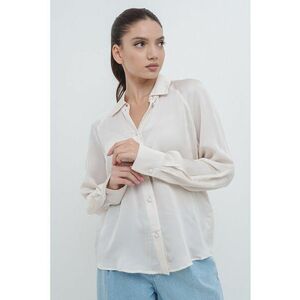 Camasa transparenta cu croiala lejera - Bej inchis imagine