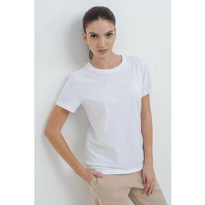 Tricou regular-fit din bumbac cu logo pe piept - Alb imagine