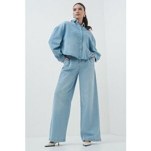Camasa lejera din denim - Albastru deschis melange imagine
