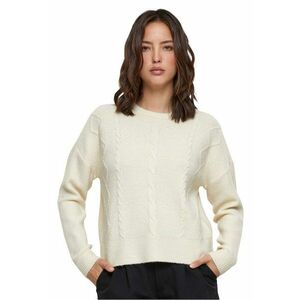 Pulover cu maneci cazute si design cu torsade - Alb fildes imagine