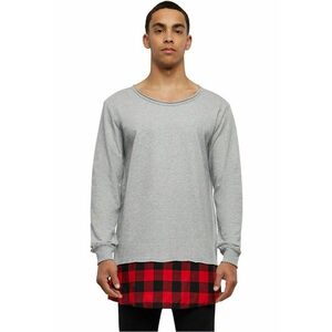 Bluza de bumbac cu doua texturi - Rosu/Gri melange imagine