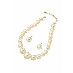 Set colier si cercei - auriu - cu perle - Nichole C8 imagine