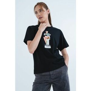 Tricou din bumbac cu imprimeu grafic - Alb/Negru/Albastru imagine