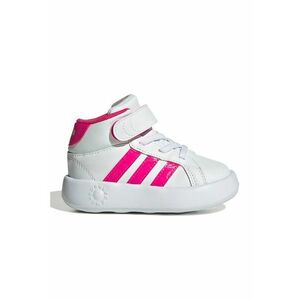 Pantofi sport mid-high de piele ecologica cu velcro Grand Court - Alb optic/Roz imagine