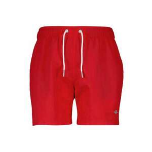 Pantaloni scurti de baie cu model uni si talie ajustabila - Rosu imagine