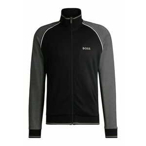 Hanorac din amestec de bumbac cu fermoar si maneci raglan - Negru imagine