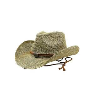 Palarie dama - bej - de vara - din paie - stil cowboy - Adelita - imagine