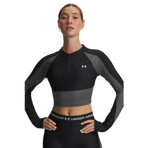 Bluza crop cu fermoar scurt pentru antrenament - Negru/Gri inchis imagine