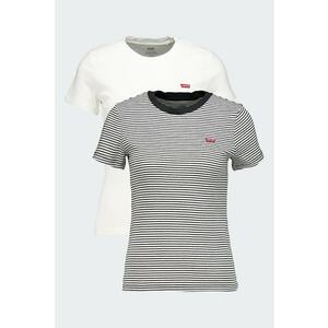 Set de tricouri slim fit de bumbac cu decolteu rotund - 2 piese - Negru/Alb optic imagine