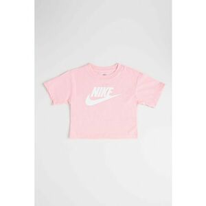 Tricou cu imprimeu logo si decolteu la baza gatului - Alb/Roz pastel imagine