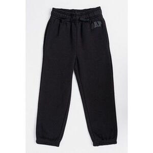 Pantaloni de trening din amestec de bumbac cu snur in talie - Negru stins imagine