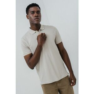 Tricou polo cu logo discret - Maro nisip imagine