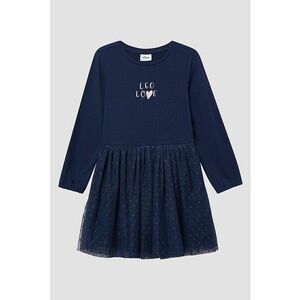 Rochie cu segment cu volane - Bleumarin imagine