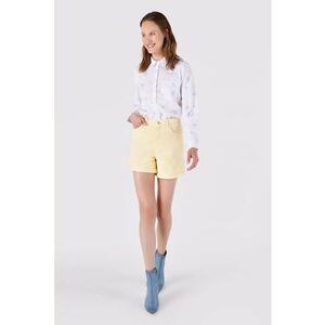 Pantaloni scurti din denim cu design cu terminatii rascuite - Portocaliu pal imagine