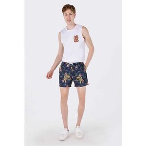 Pantaloni scurti cu imprimeu floral - Verde/Albastru inchis/Galben sofran imagine