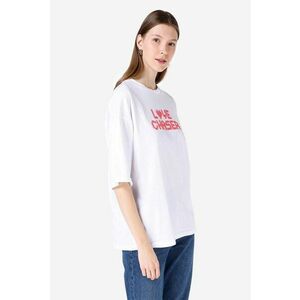 Tricou lejer cu imprimeu text - Alb/Roz pastel imagine