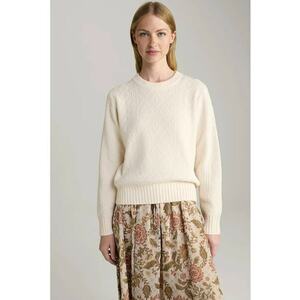 Pulover regular fit cu guler rotund - Alb imagine