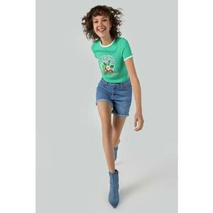 Pantaloni scurti din denim cu talie inalta - Albastru imagine