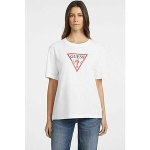 Tricou lejer cu decolteu la baza gatului - Rosu/Alb imagine