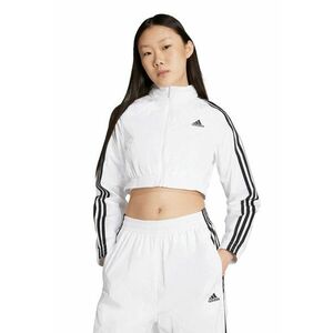 Bluza crop de trening cu fermoar si maneci cu dungi - Alb optic imagine