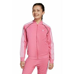 Bluza de trening cu fermoar si broderie logo - Alb/Roz pastel imagine