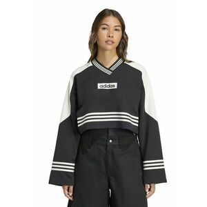 Bluza de trening crop cu decolteu in V - Alb/Negru imagine