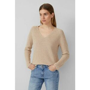 Pulover regular-fit cu decolteu in V - Bej imagine