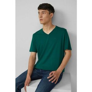 Tricou din bumbac cu decolteu in V - Verde englez imagine