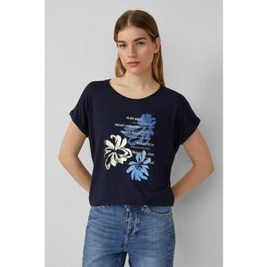 Tricou lejer cu decolteu rotund - Auriu/Albastru ultramarin imagine