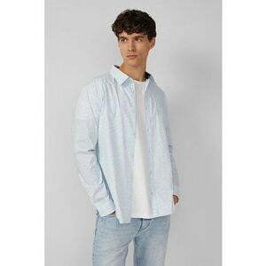 Camasa din amestec de bumbac cu guler ascutit - Alb/Albastru pal imagine