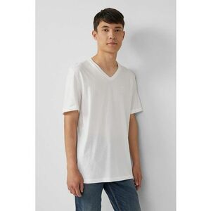 Tricou din bumbac cu decolteu in V - Alb imagine