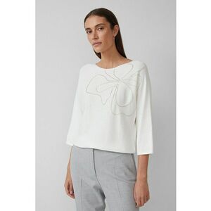 Pulover cu element supradimensionat si maneci trei sferturi - Alb imagine