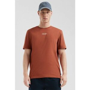 s.Oliver - Tricou de bumbac cu decolteu la baza gatului si text - Caramiziu imagine