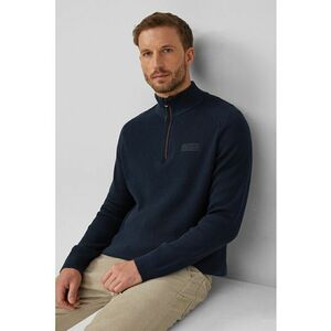Pulover cu fermoar contrastant - Bleumarin imagine