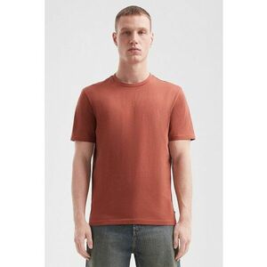 Tricou de bumbac cu decolteu la baza gatului - Caramiziu imagine