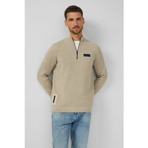 Pulover cu fermoar contrastant - Maro taupe deschis imagine