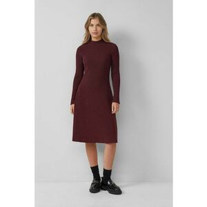 Rochie texturata cu maneci lungi - Rosu inchis imagine