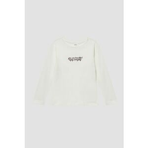 Bluza cu mesaj text brodat - Alb murdar imagine