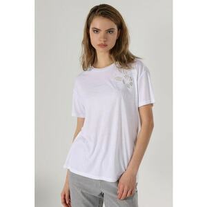 Tricou cu detalii semi-transparente - Alb imagine