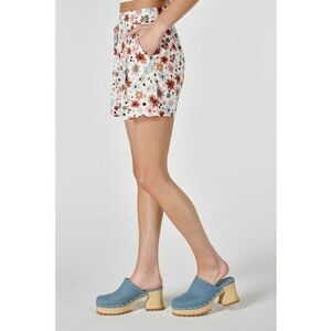 Pantaloni scurti cu talie inalta si imprimeu floral - Multicolor imagine