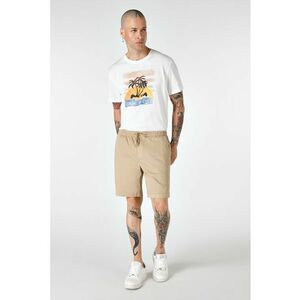 Pantaloni scurti cu talie mede si snur - Maro camel imagine