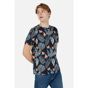 Tricou din bumbac cu model tropical - Albastru deschis/Bleumarin imagine
