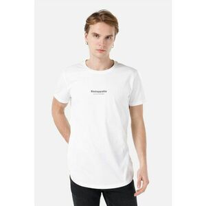 Tricou din bumbac cu decolteu la baza gatului - Alb optic imagine