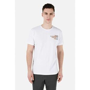 Tricou din bumbac cu decolteu la baza gatului - Alb optic imagine