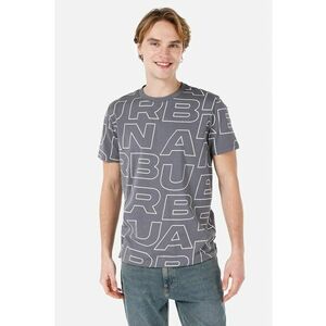 Tricou din bumbac text - Alb/Gri imagine