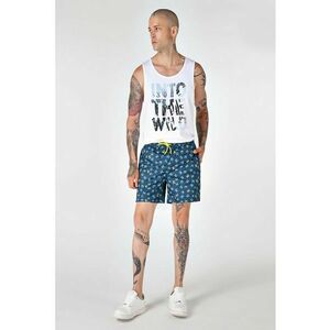Pantaloni scurti cu snururi si design grafic - Albastru inchis/Galben sofran/Albastru glaciar imagine
