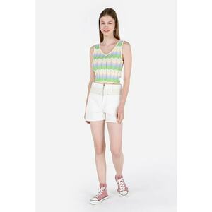 Blugi scurti cu terminatii nefinisate si fermoar - Alb/Alb fildes imagine